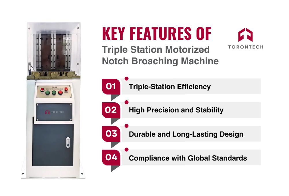 Key Features of Triple Station Motorized Notch Broaching Machine