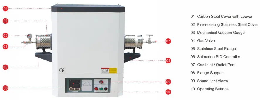 Single Zone Tube Furnace 1400°C - TT-TF1Z-100-1400